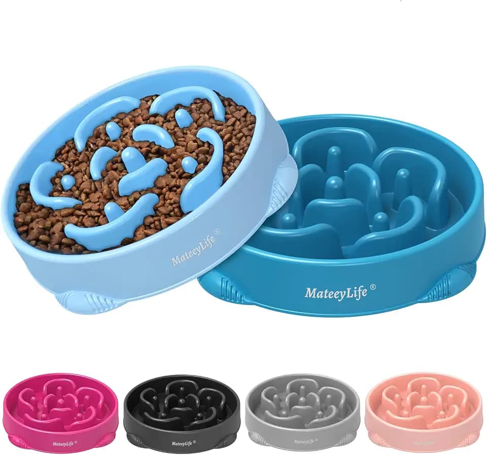 MateeyLife 2-Pack Slow Feeder Dog Bowls, 4 Cups, Dog Puzzle Feeder Bowl