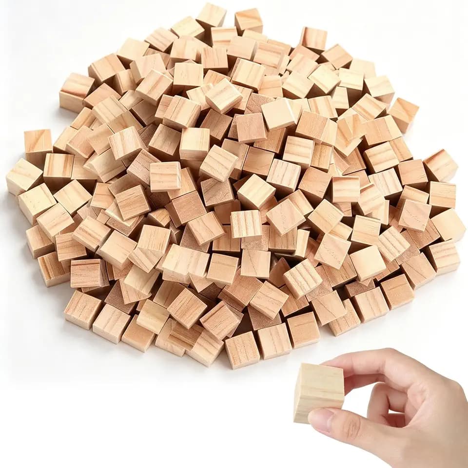 200 Stück Holzwürfel 15x15x15mm Kleine Holzwürfel Blanko, Holzblock