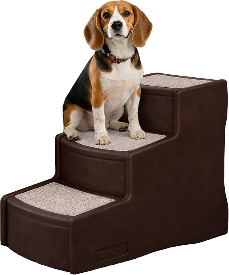 Pet Gear Easy Step III Pet Stairs, 3 Step for Cats/Dogs, Removable Washable Carpet Treads, for Pets Up to 150lbs, No Tools Required, Available in 6 Colors