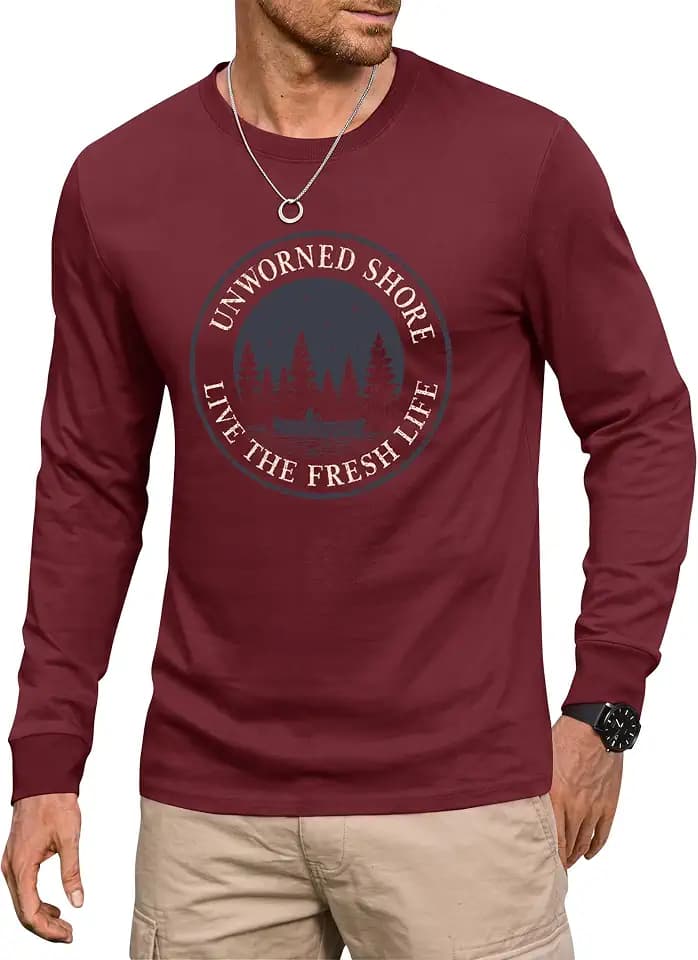 Herberton Mens Graphic T-Shirts Casual Cotton Long Sleeve Outdoor Tee