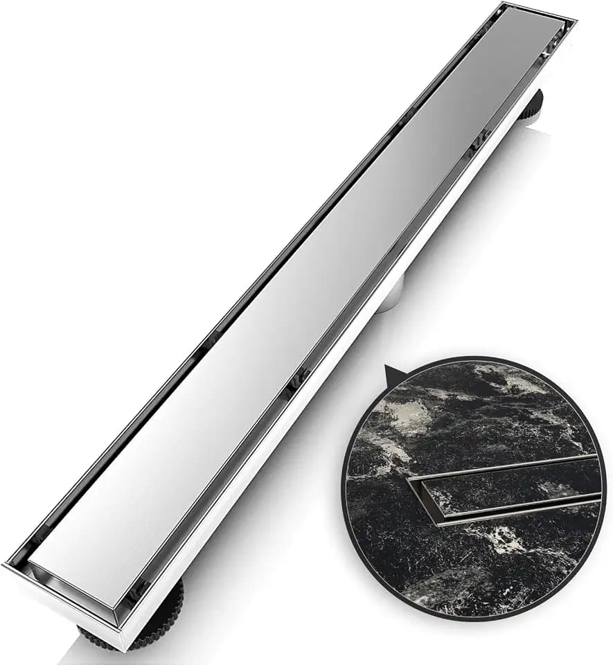 WEBANG 24 Inch Linear Shower Drain Rectangular Floor Drain with Accessories Reversible 2-in-1 Cover Tile Insert Grate Removable SUS304 Stainless Steel CUPC Certified Brushed