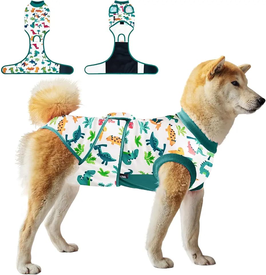 Dog Surgery Recovery Suit,Female Male Dog Onesie for Spay Neuter,Substitute E-Collar & Cone,Anti-Licking Breathable Onesie for Small Medium Large Dogs,Dinosaur S