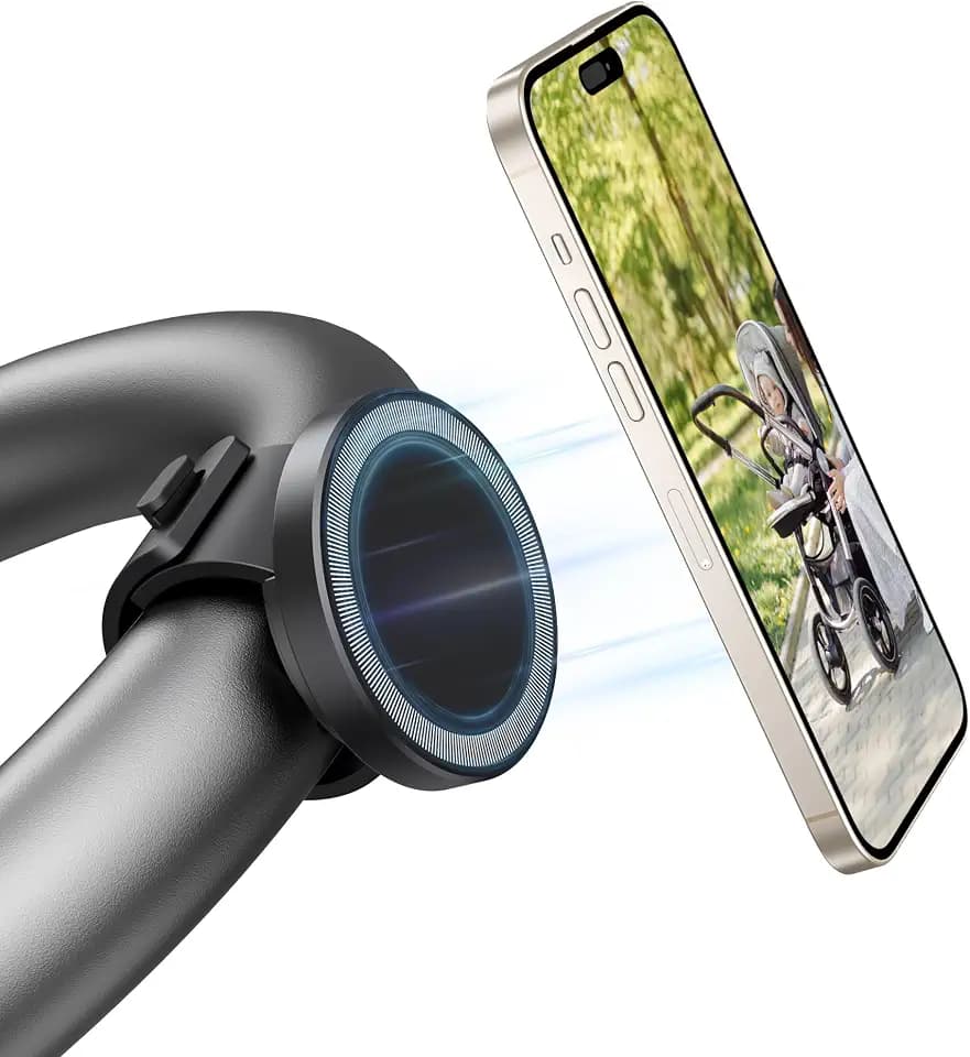 Stroller Phone Holder Magnetic Mount with Adjustable Strap, MagSafe Ready