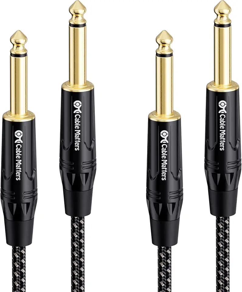 Cable Matters 2-Pack Braided 1/4 Inch TS to TS Guitar Cable, 6ft
