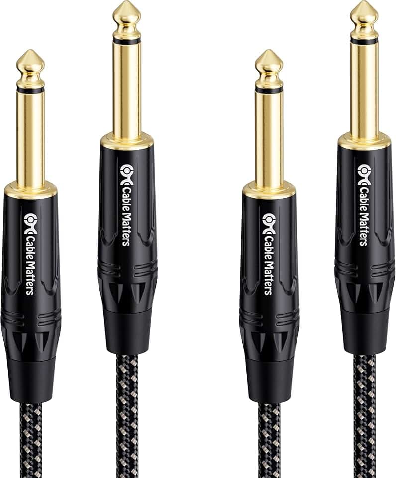 Cable Matters 2-Pack Braided 1/4 Inch TS to TS Guitar Cable, 15ft