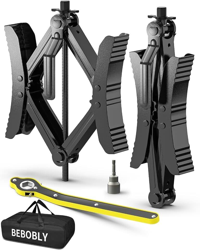 BEBOBLY Camper RV Wheel Chock Stabilizer 2 Sets, Heavy Duty X-Shaped Camper Wheel Chocks with Wrench for Travel Trailer, Fits 3.5" to 12" Wheel Gaps, Anti-Move Tire Wheel Chock