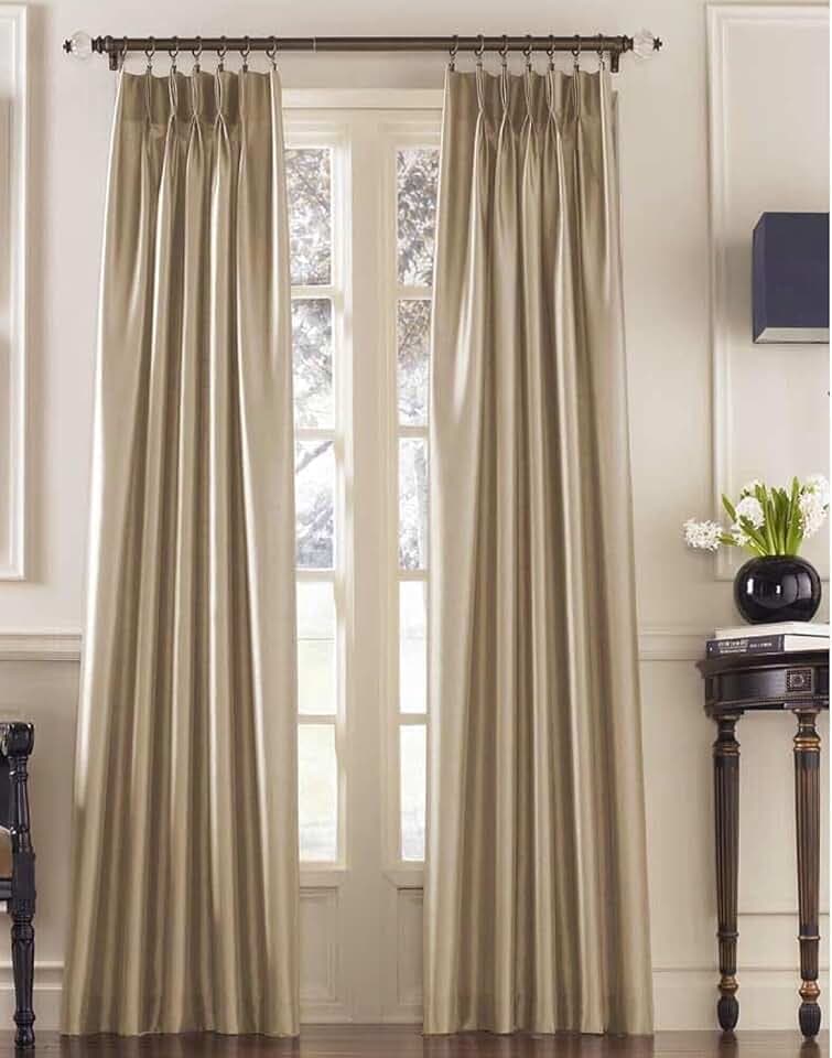 Curtainworks Festzeltvorhang aus Kunstseide, mit Quetschfalten, 76,2 x 241,3 cm, Sandfarben
