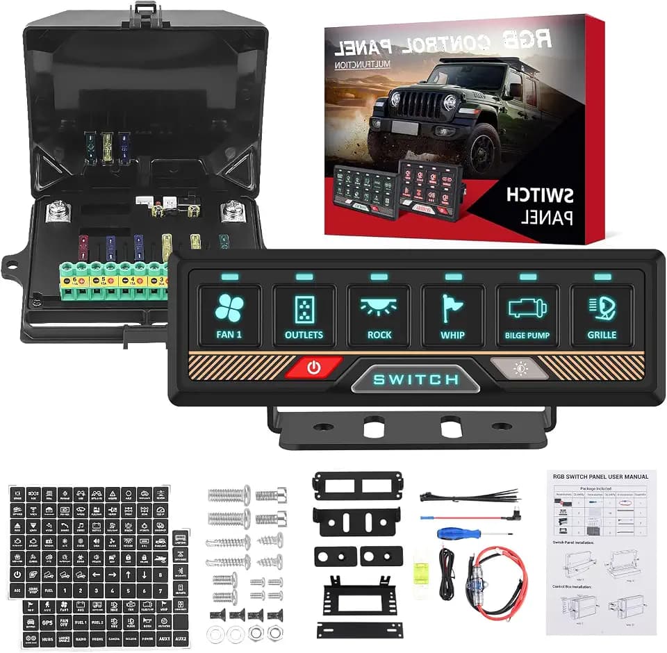 Chelhead 6 Gang 12V-24V Schalter Panel RGB mit Dimmfunktion