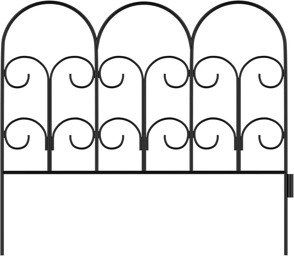 Pure Garden Metal Garden Fencing, Black, Set of 5
