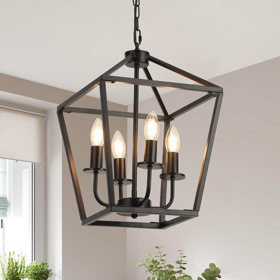 Kronleuchter vintage Laterne Industrial Metall Hängelampe Schwarz E14×4,40W