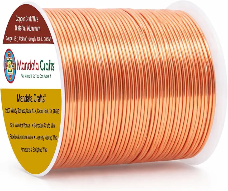 Mandala Crafts 12 14 16 18 20 22 Gauge Anodized Jewelry Making Beading Floral Colored Aluminum Craft Wire (18 Gauge, Copper)