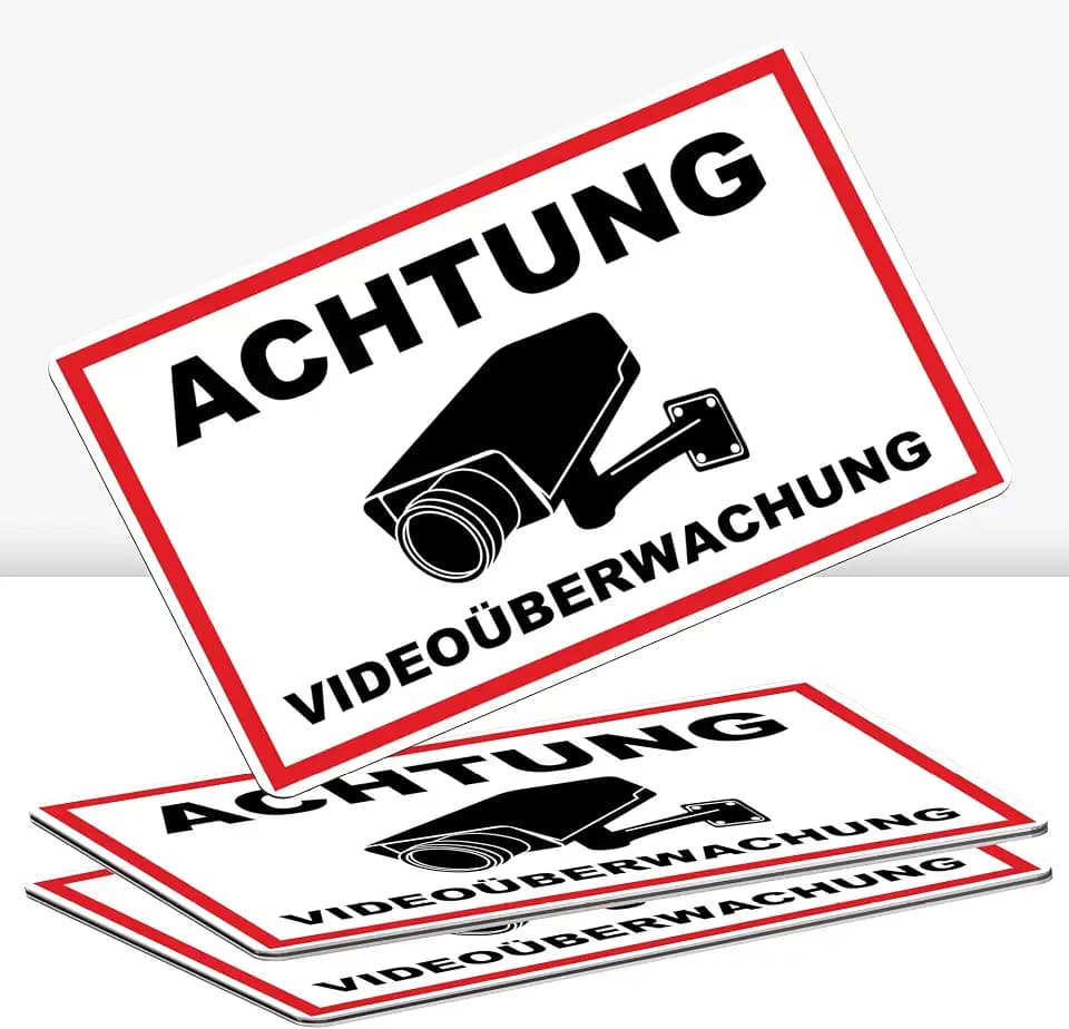 STROBO 3x Alu-Schilder "Achtung Videoüberwachung" 30 x 20 cm mit UV-Schutz