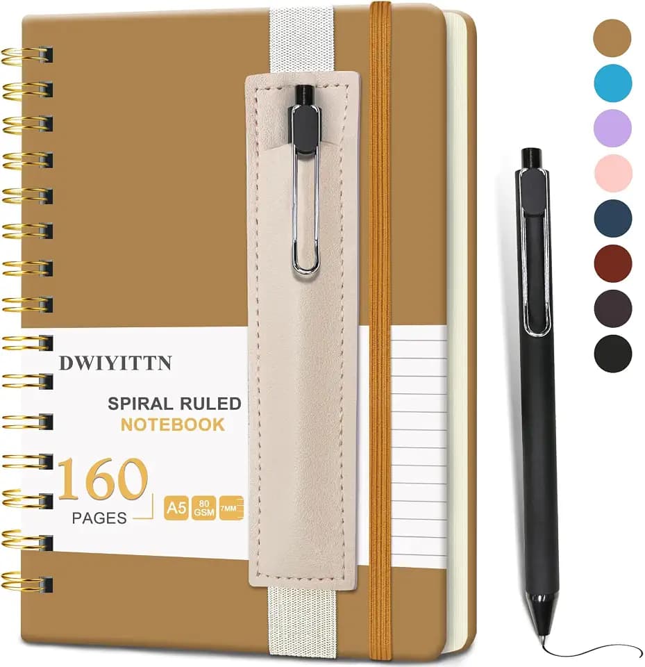 Notizbuch A5 Liniert, 160 Seiten Spiralbindung Notizbuch mit Stift Ringbuch
