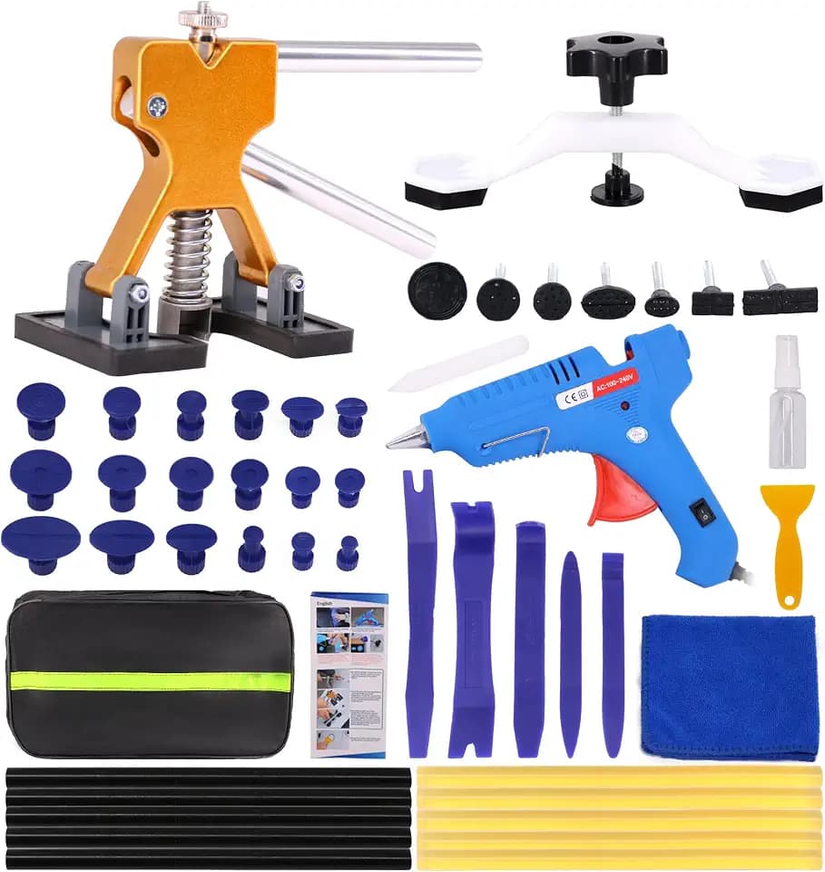 Car Dent Puller Kit,56PCS Dent Repair Tool,Paintless Dent Removal with Golden Lifter,Bridge Puller