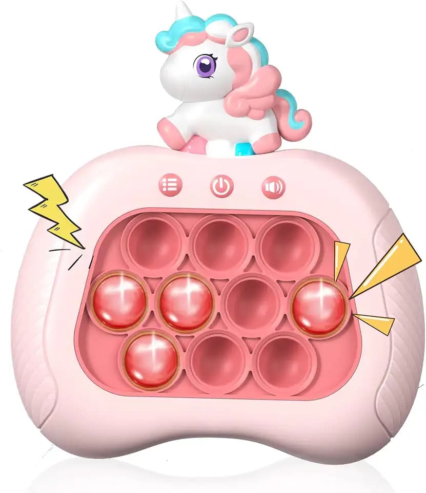Unicorn Pop Push Game Toy ,Unicorn Quick Fast Push Puzzle Handheld Game Light up Fidget Toy,Funny Pop Bubble Sensory Toys,Unicorn Birthday Gifts for Kids Ages 3-12 with Autism