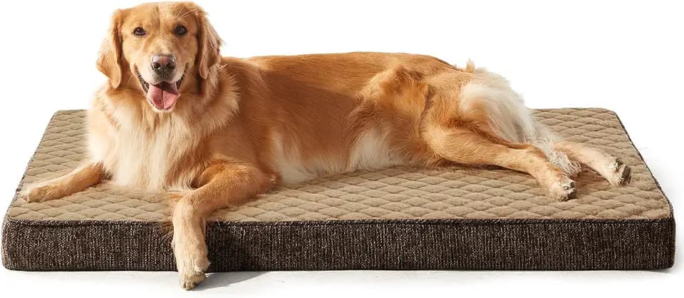 JOEJOY Orthopedic Dog Bed for Extra Large Dogs, Washable Dog Crate Bed Large Sized with Removable Cover, Egg Memory Foam Big Pet Beds, Brown, 47"x29"