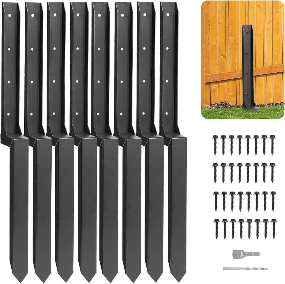 8PCS Fence Post Repair Kit, One-Piece Fence Post Repair Stakes