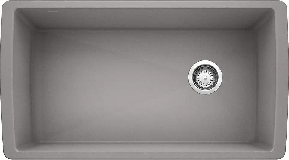 BLANCO 441770 Bowl Diamond Silgranit Super Single Undermount Kitchen Sink, 33.5" L X 18.5" W X 9.5" D, Metallic Gray