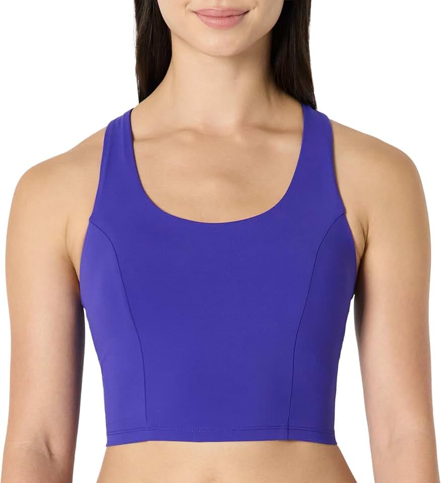 Amazon Essentials Women's Active Total Train Medium Support Racerback Gym Workout Crop Tank with Built-in Bra