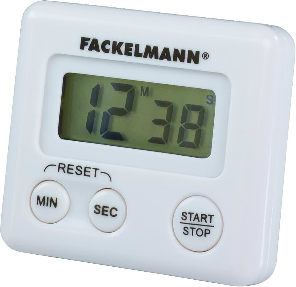 FACKELMANN 41923 Kurzzeitwecker, digitale Küchenuhr, magnetische Eieruhr (Farbe: Weiß), Menge: 1 Stück