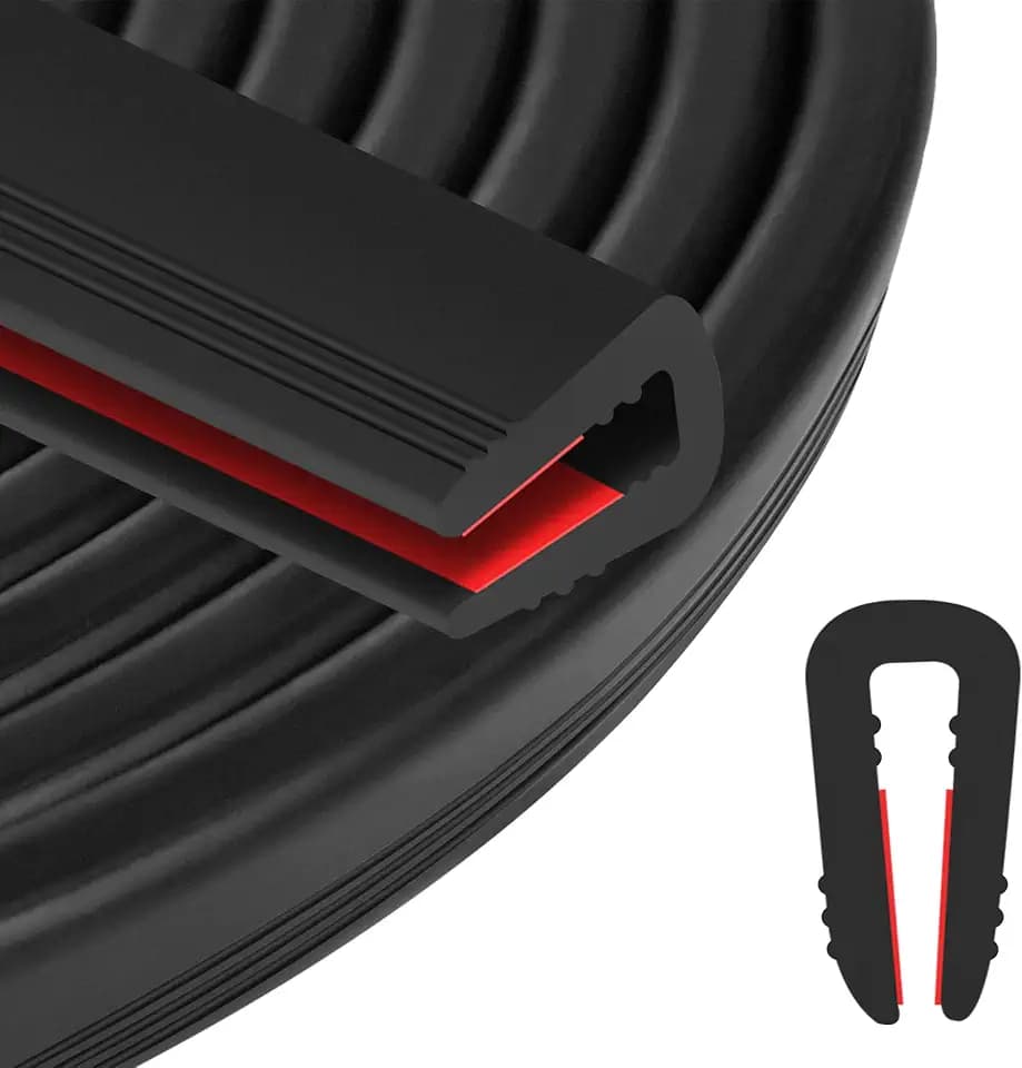 ToLanbbt Rubber Edge Trim U Channel - 1/4" Self Adhesive Sheet Metal Edge Guard Protector, EPDM Seal Strip for Car Doors, Steel Plates, Glass, Hatches, Table Corners, Fit 1/4"(6.4mm), 10Ft, Black