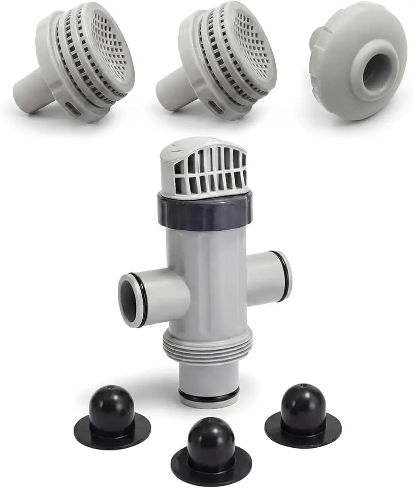 Pangda Above Ground Pool Parts Kit, Pool Inlet and Outlet Replacement Parts Includes Dual Split Hose Plunger Valve, 1.5" Inlet Nozzlet, 1.25" Outlet Strainer