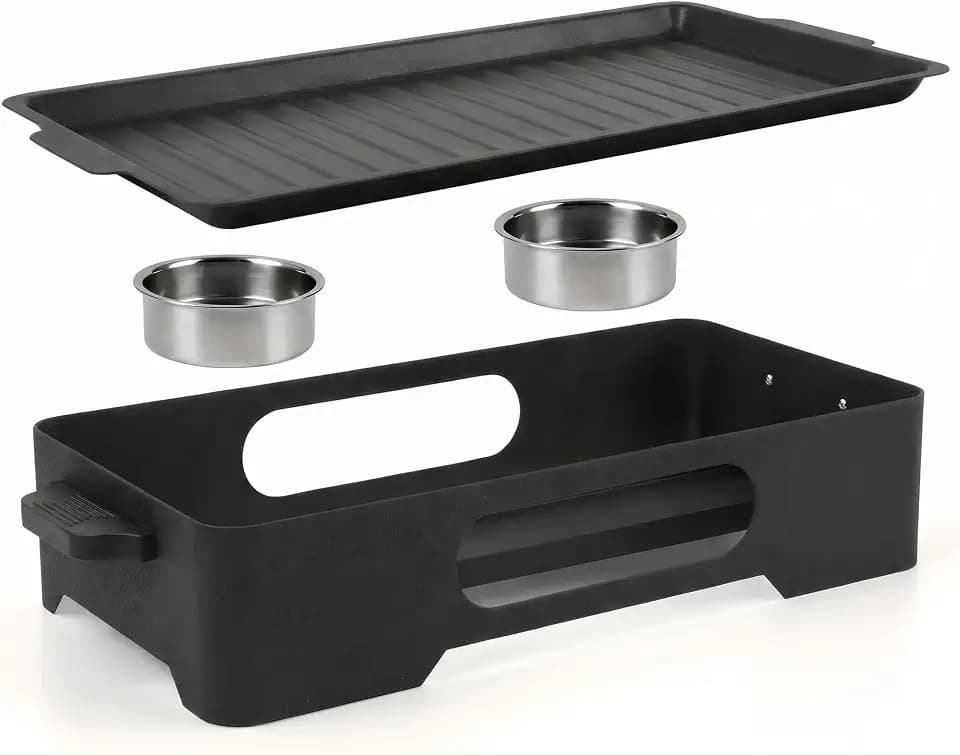 BBQ Warmhaltebehälter Grillgut, Abnehmbarem Grillrost, für Teelicht & Grillpaste – Camping & Zuhause, Speisenwärmer