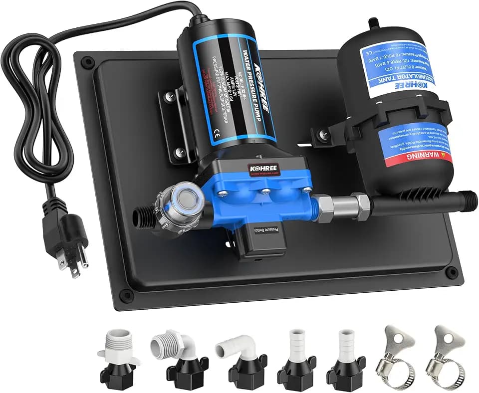 Kohree 110V Water Pump 5.5 GPM and Accumulator Tank System - 125PSI (0.75L)