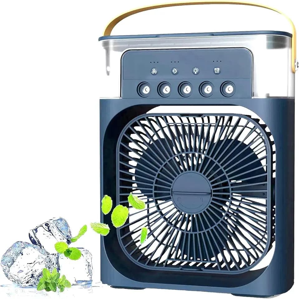 Tragbarer Klimaanlagen Ventilator,USB-betriebener Luftkühler, Luftbefeuchter,7 LED Luftkühler Klein mit 3 Geschwindigkeiten, ultra-leiser Kühlventilator für Familie, Reisen, Büro