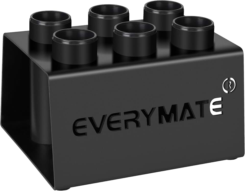 EVERYMATE Vertical Barbell Rack - Heavy-Duty Steel Organizer, Barbell Holder Floor Stand, Fits 2" Olympic Bars with Scratch-Resistant Inserts, Space-Saving for Home/Garage/Commercial Gym