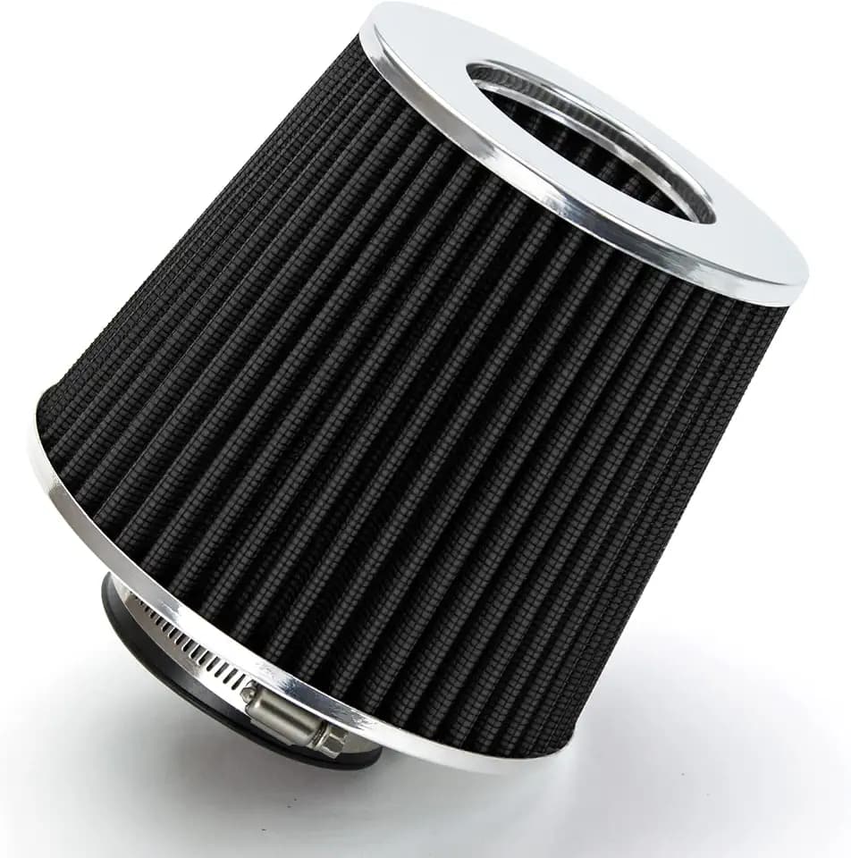 Rtunes Racing 3-Inch 76mm Washable Dry Clamp-On Cone Air Filter, Black