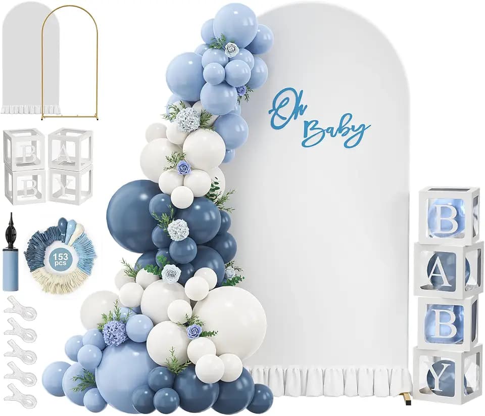 Baby Shower Boy Decorations, 6.6FT Blue Balloon Arch Kit