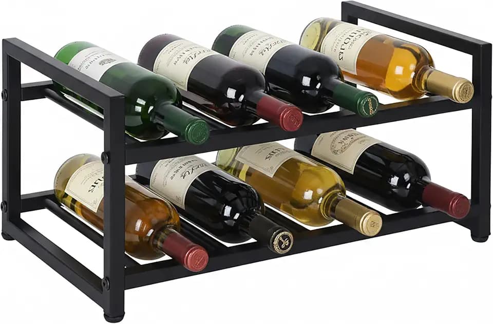 Relaxdays Weinregal, 8 Flaschen, Eisen, HBT: 21,5x42,5x24,5 cm, schwarz