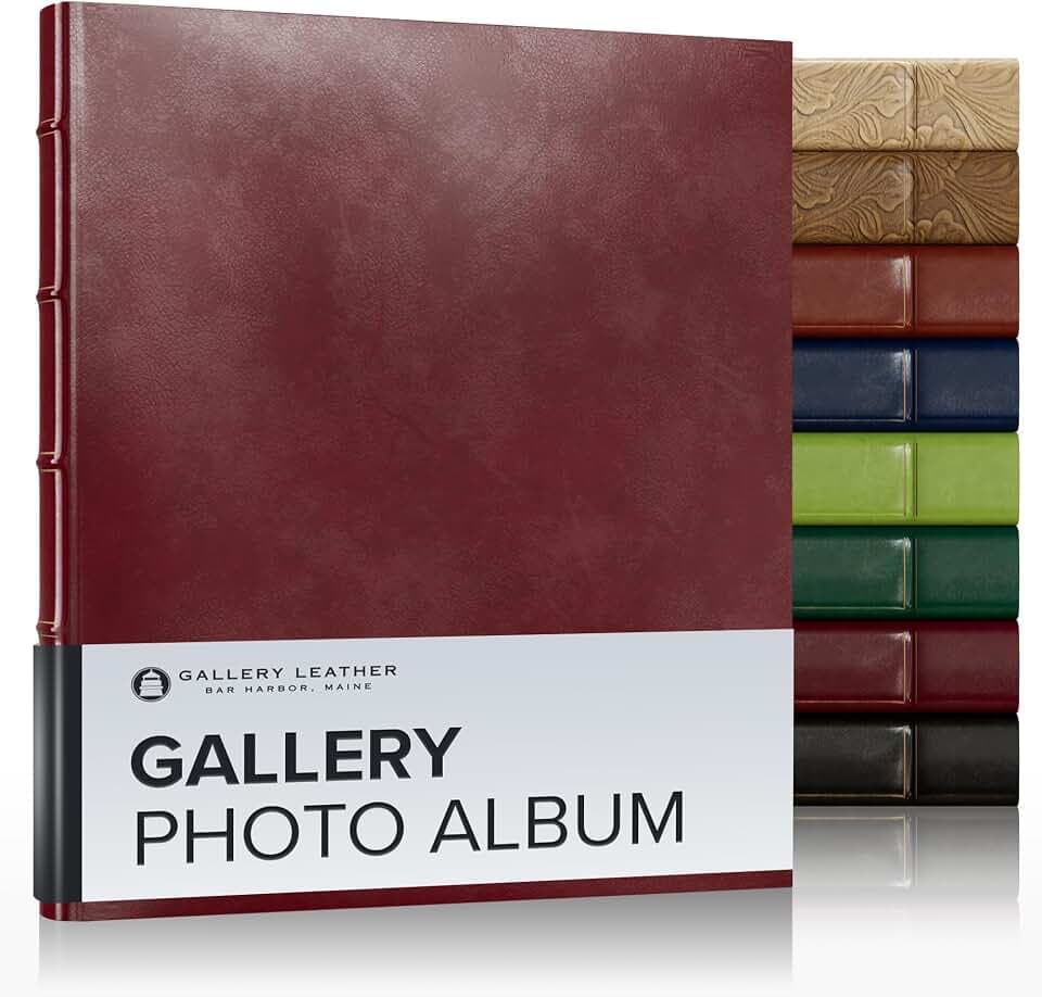 Gallery Leather Photo Album 4x6 Pictures with Slip-In Pockets & Writing