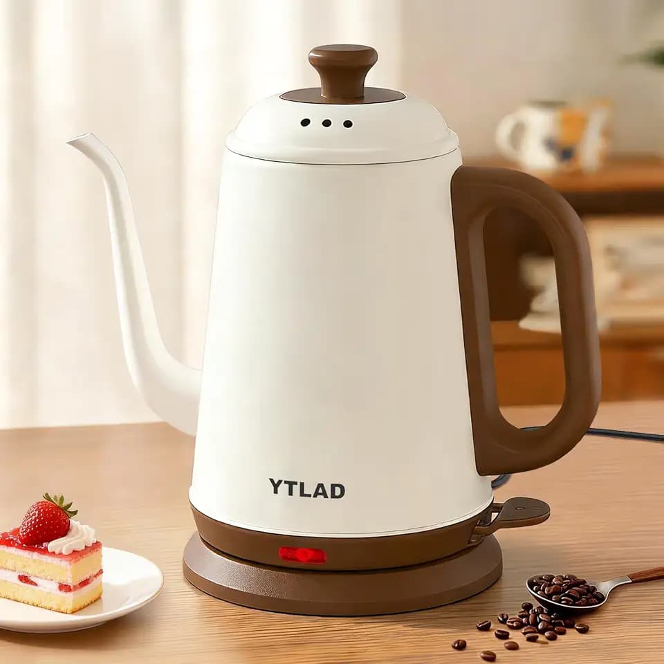 Gooseneck Electric Kettle 1L, 1000W, Pour-Over Coffee & Tea