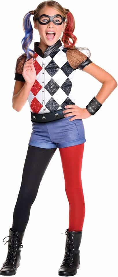 Rubie's offizielles DC Super Hero Girl's Deluxe Harley Quinn Kostüm - Groß, Welttag des Buches