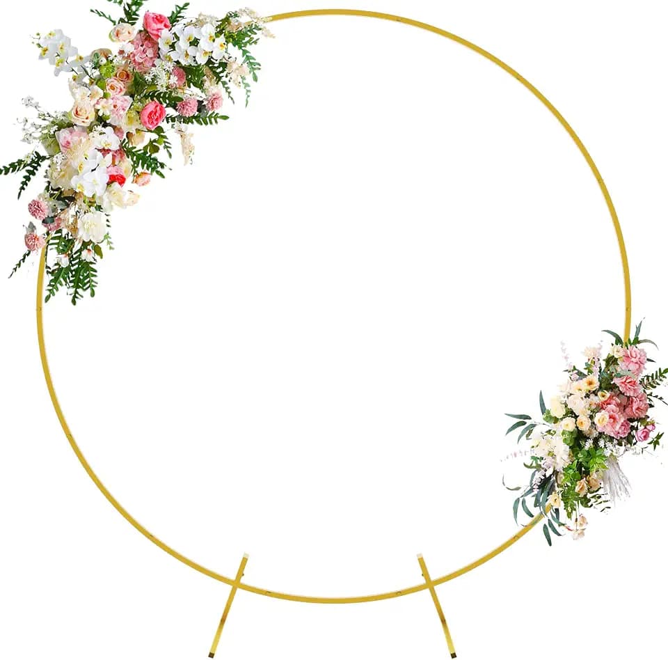 Wokceer Round Backdrop Stand 6FT Gold Metal Circle Balloon Arch Frame