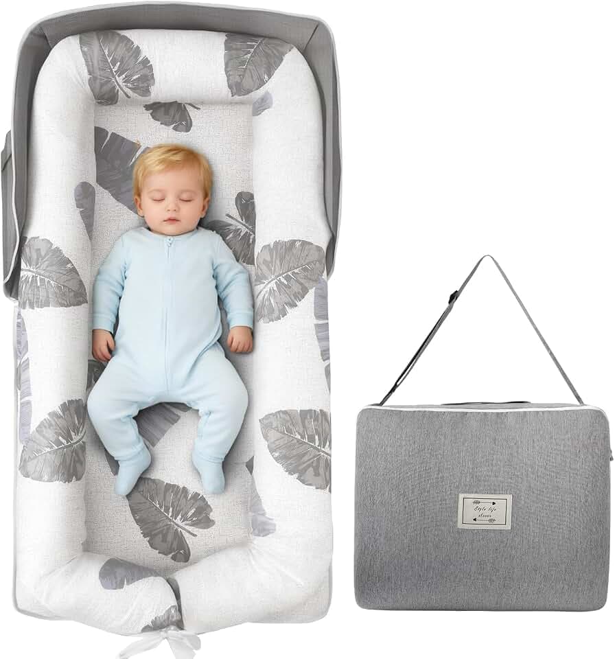 Babynest Babynestchen Neugeborene Baby Nestchen Tragbar 0-24 Monate, Nestchen Baby Waschbar mit Verstellbarem U-Fußsack,Tragbar & Verwandelt Sich In Rucksack,Baby Erstausstattung Neugeborene
