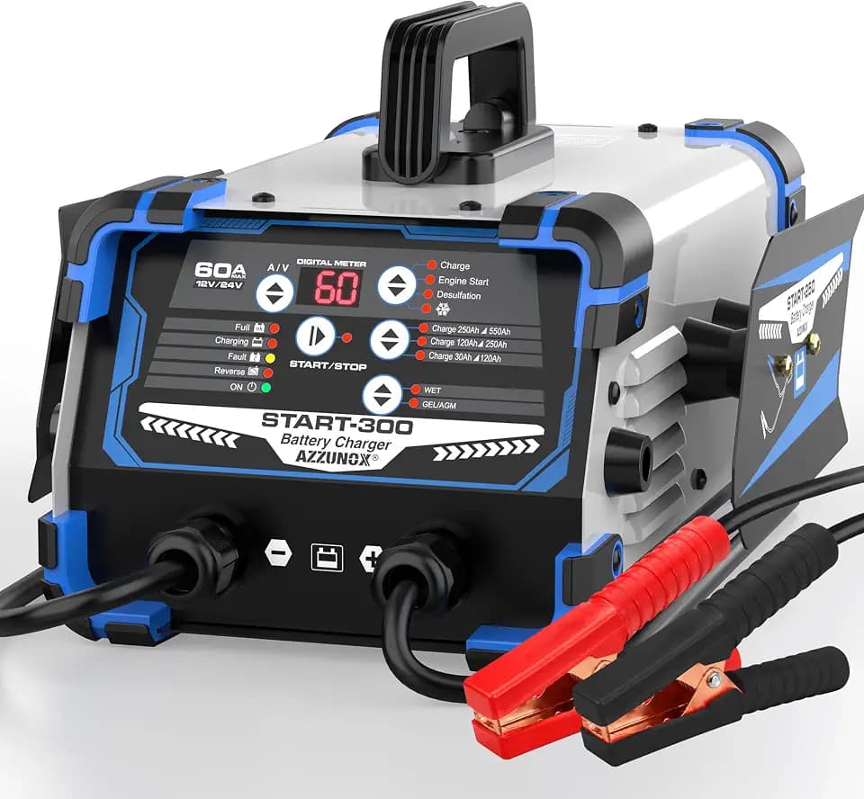 12V/24V Car Battery Charger Maintainer, Max 60A Fast Charging