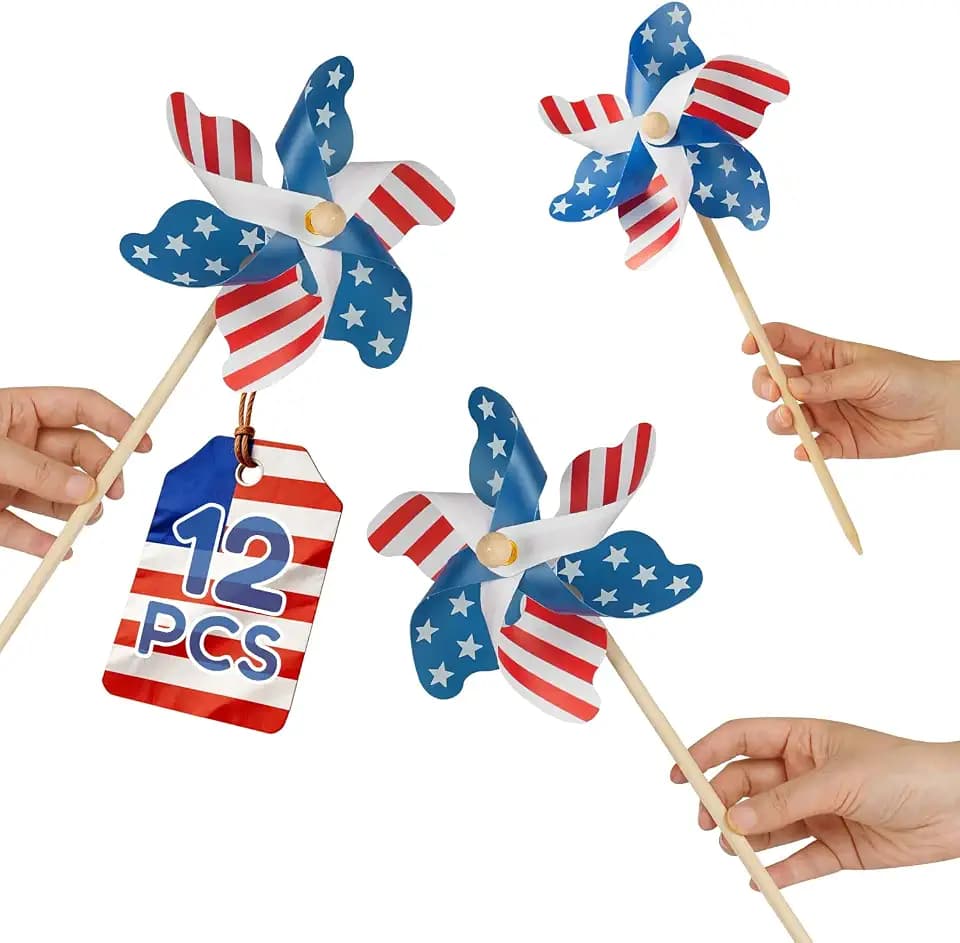 IiILittle 12 Pack Patriotic Pinwheels, 4th of July Decor