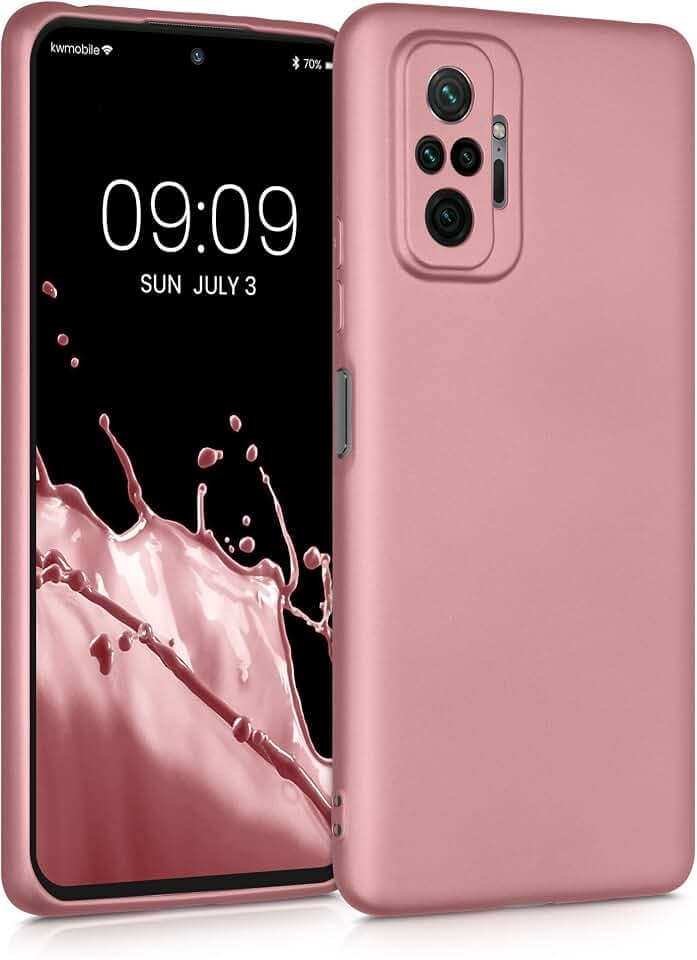 kwmobile Handyhülle für Xiaomi Redmi Note 10 Pro Hülle - Silikon Case metallisch schimmernd - Schutzhülle Cover - Metallic Rosegold