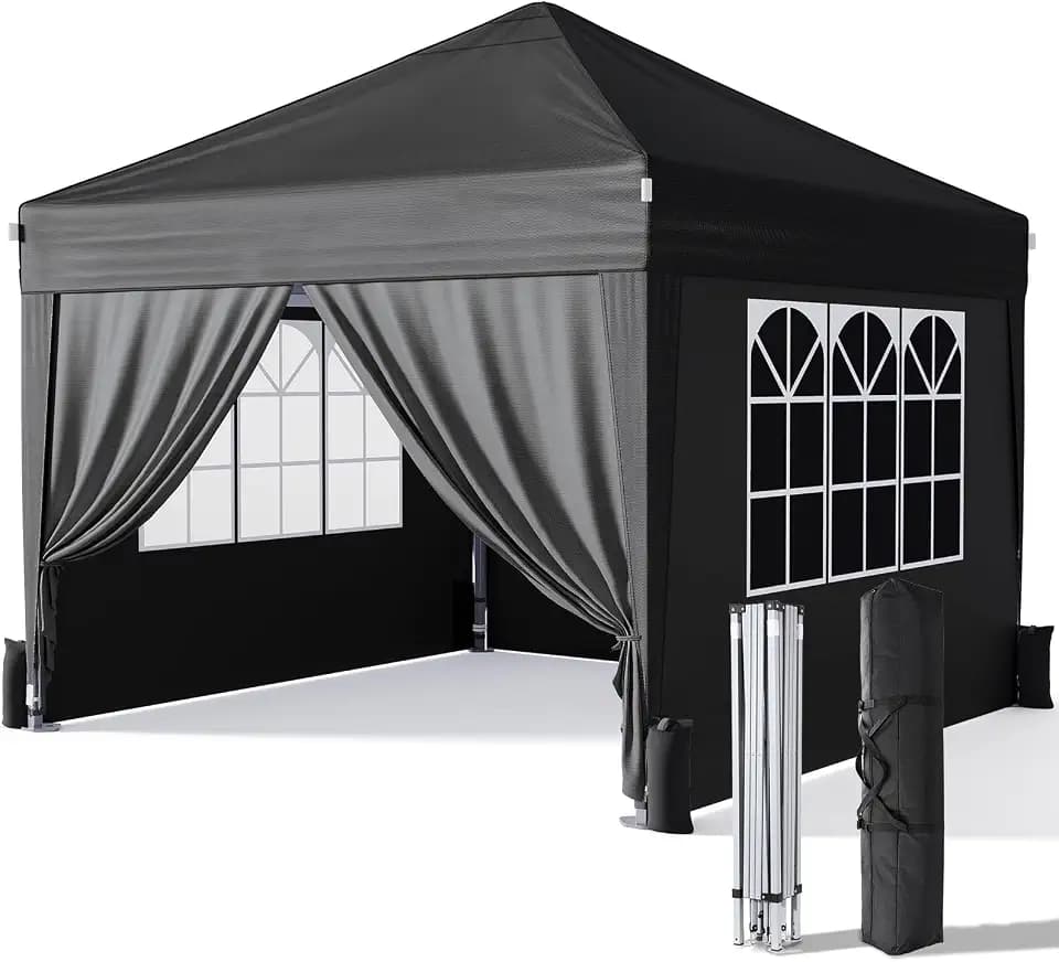 Driftalia 10x10 Pop Up Canopy Tent with Sidewalls, One-Push Instant Setup