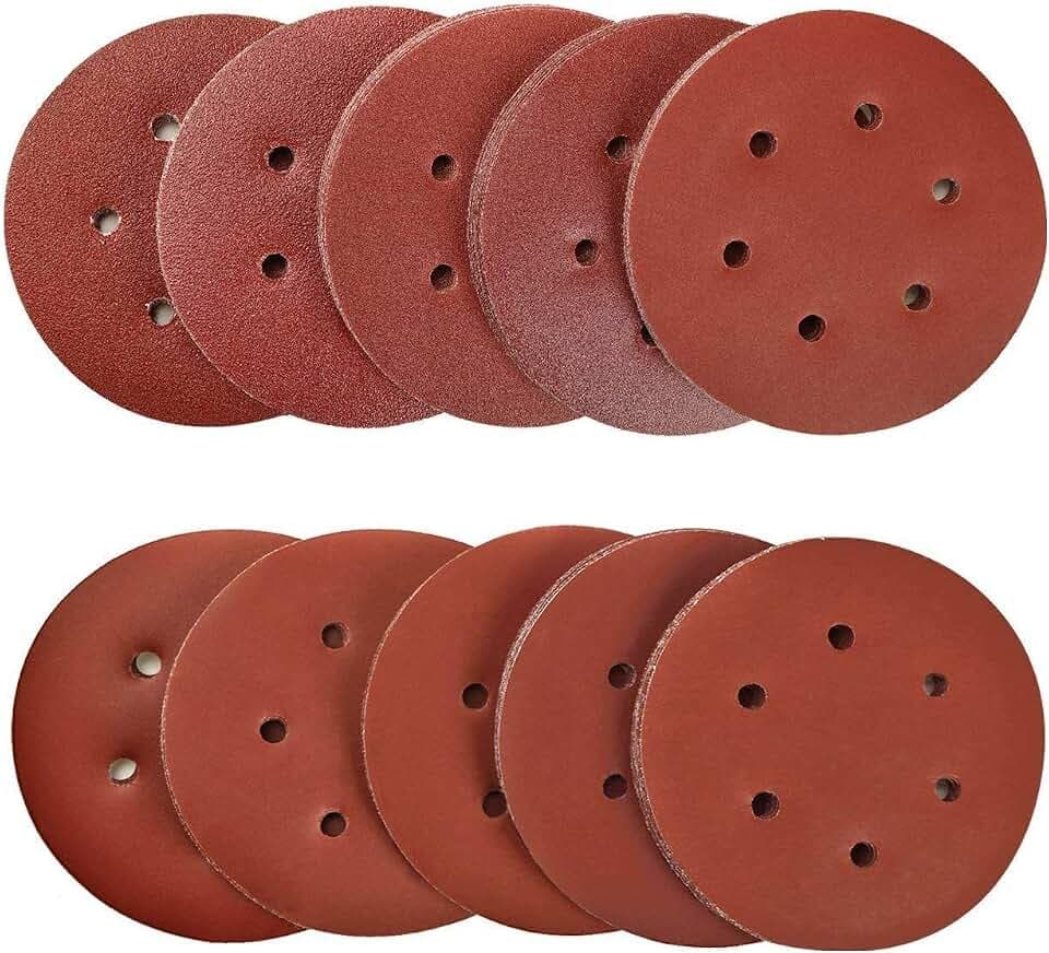 SPTA 100tlg 150mm 40/80/120/180/320/600/800/1000/1500/2000 Schleifscheiben Schleifpapiere Exzenterschleifmaschinen Körnung, mit 6 Löchern für Exzenterschleifmaschinen