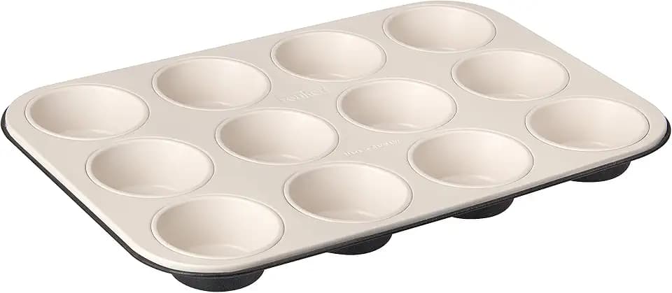 Zenker 12er-Muffinform Ø 7 cm CREME NOIR, Muffinbackform aus Stahlblech, Backblech mit keramisch verstärkter Antihaftbeschichtung (Farbe: Crème/Anthrazit), Menge: 1 Stück