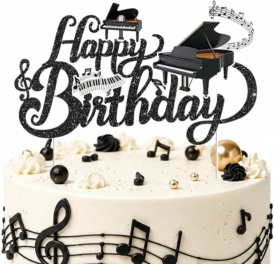 Music Piano Birthday Cake Topper, Musical Note Recital Party Decorations