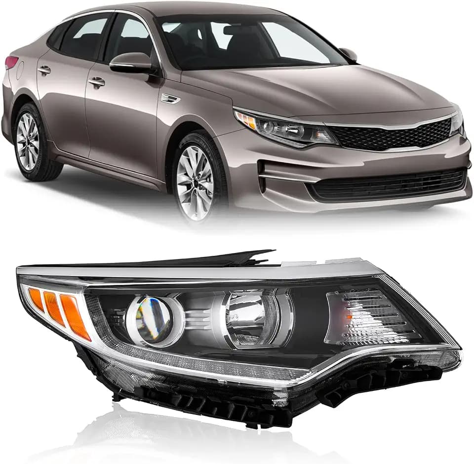 Halogen Headlight with LED DRL Compatible with 2018 Kia Optima with Bulbs