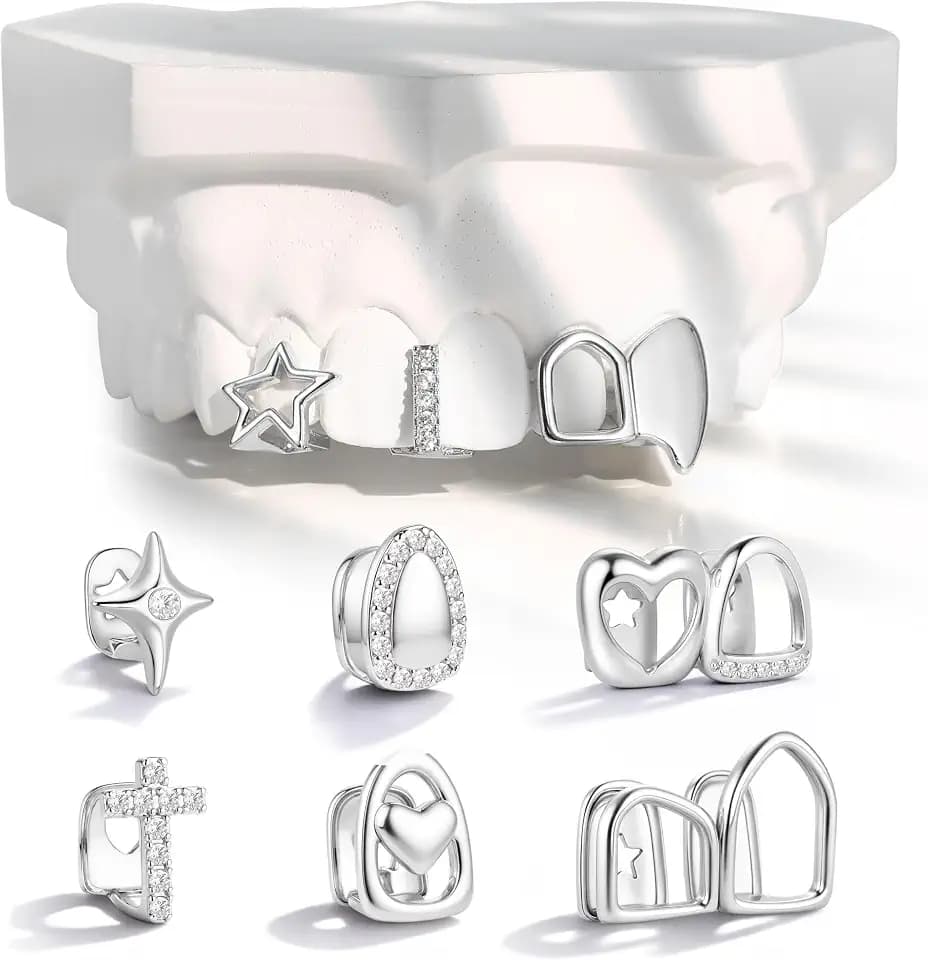 9Pcs 18K Gold Plated Grillz Teeth Caps for Women Men