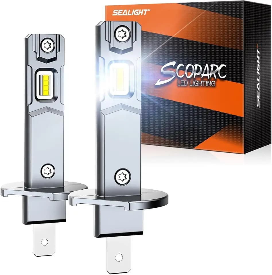 SEALIGHT H1 Light Bulbs 40000LM 6500K Cool White 1:1 Design 70000+ Lifespan, 3 Mins Installation, Headlight Eyebrows, Pack of 2