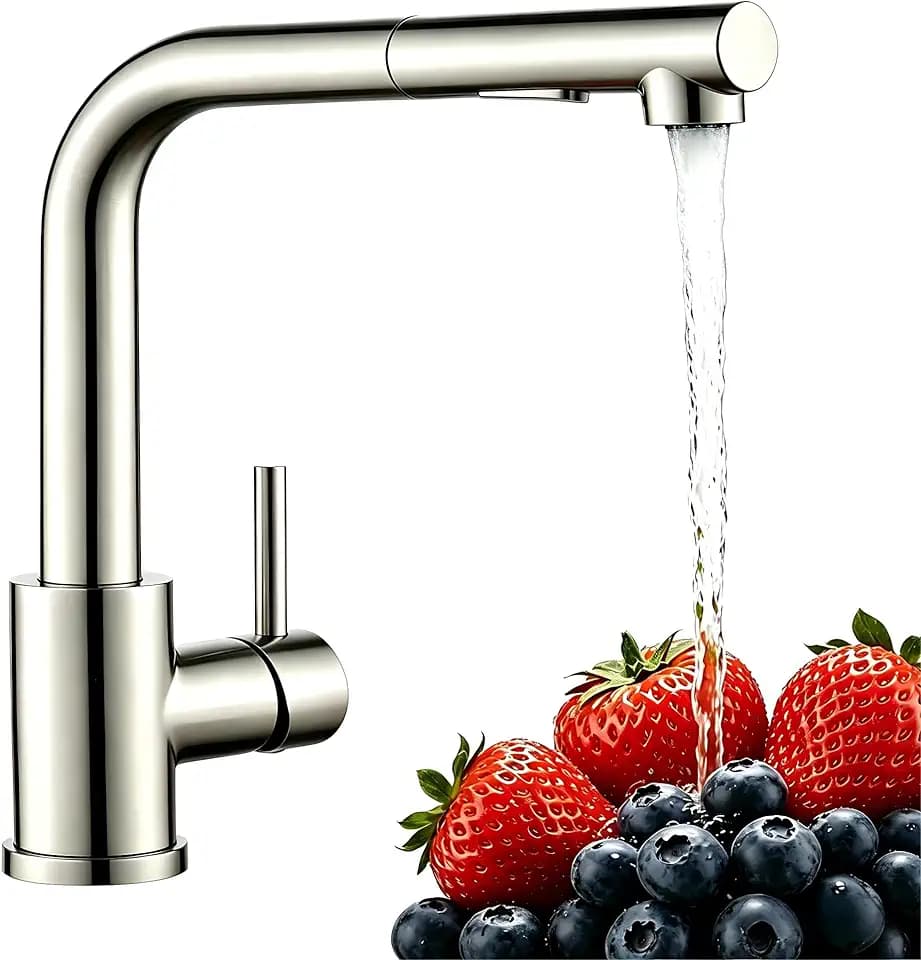 Wasserhahn Küche,Küchenarmatur Ausziehbar mit Hochdruck,Spültischarmatur Küche mit Brause Zwei Wasserstrahlarten,Armatur Küche Mischbatterie Edelstahl 360° Schwenkbar（Gebürstet）