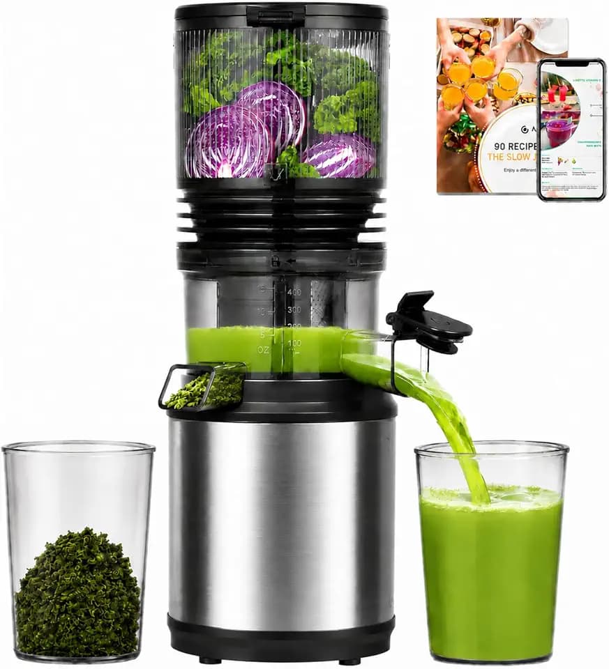 AMZCHEF Entsafter Slow Juicer – 160mm XXL-Einfüllschacht